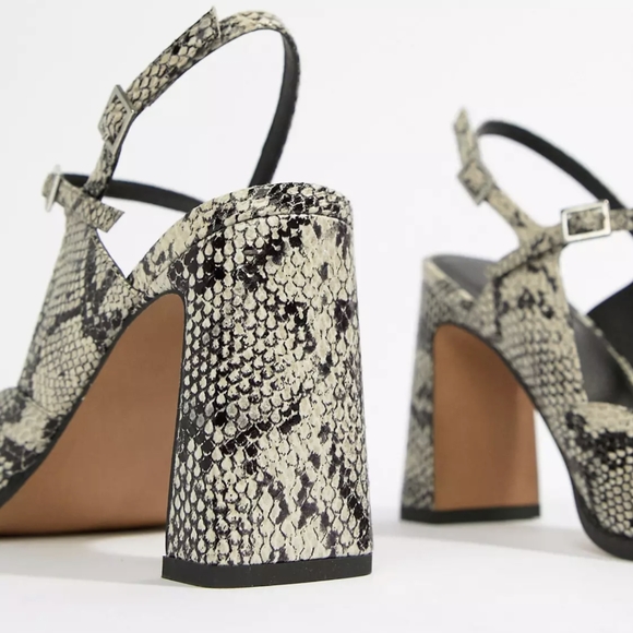 ASOS DESIGN Prague Block Heels in Snake. Women's Size 7 - Picture 3 of 12